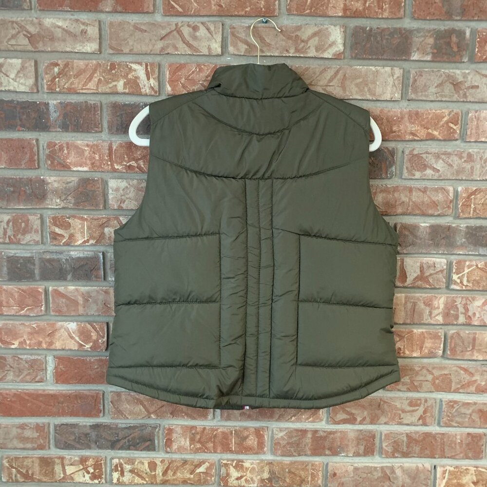 Arizona Olive Green & Pink Girls Juniors Full Zip X-Large Y2K Lined Puffer Vest - Picture 3 of 12